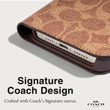 Coach Folio Signature C tok - 2 az 1-ben tok flip cover iPhone 15 Pro Max (Barna)