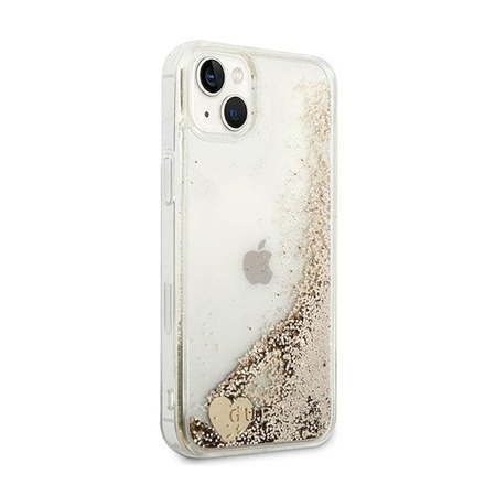 Guess Liquid Glitter Charms - Coque pour iPhone 14 Plus (Or)