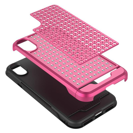 Zizo Star Diamond Hybrid Cover - pouzdro pro iPhone X (růžová/černá)