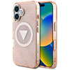 Guess IML Metall Glitter 4G Circle Triangle MagSafe - Hülle für iPhone 16 (rosa)