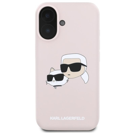 Karl Lagerfeld Silikon Doppelköpfe drucken MagSafe - iPhone 16 Hülle (rosa)