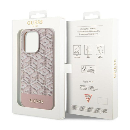 Pouzdro Guess GCube Stripes MagSafe - iPhone 14 Pro (růžové)