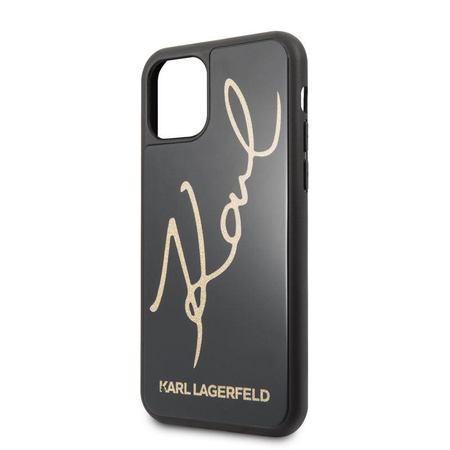 Karl Lagerfeld Double Layers Tempered Glass Glitter Signature Case - iPhone 11 Pro Case (black)