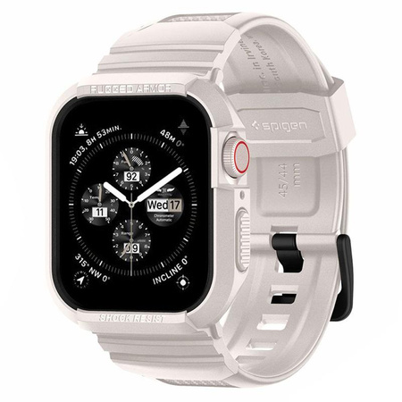 Spigen Rugged Armor Pro - Pasek z obudową do Apple Watch 4/5/6/7/8/9/SE 44/45 mm (Dune Beige)