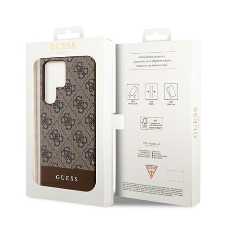 Pouzdro Guess 4G Bottom Stripe Metal Logo Collection - Samsung Galaxy S24 Ultra (hnědé)