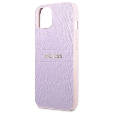 Guess Saffiano Hot Stamp & Metal Logo – Etui iPhone 13 (liliowy)