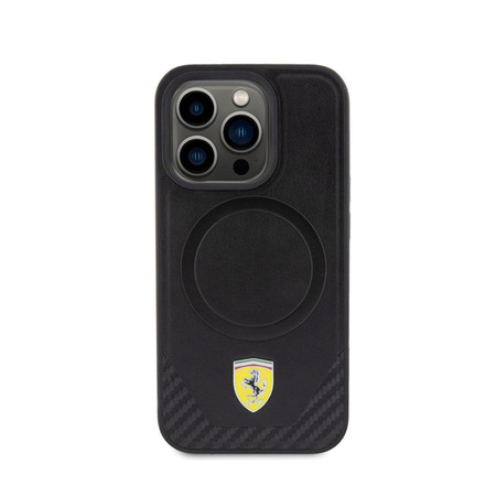 Ferrari Carbon Metall Logo MagSafe - iPhone 15 Pro Tasche (schwarz)