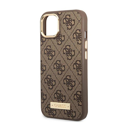 Guess 4G Logo Plate MagSafe - Étui pour iPhone 14 Plus (marron)