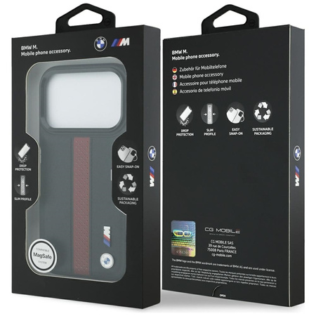 BMW M Perforiertes Streifenlogo MagSafe - iPhone 17 Pro Hülle (Rot)