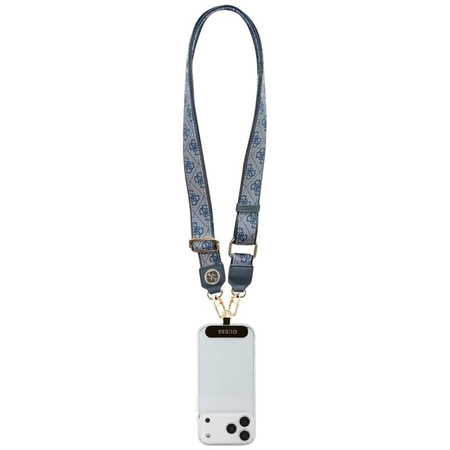 Guess Universal Crossbody Strap 4G Tether Patch Strass Metal Logo - Universeller Handyriemen / Lanyard (blau)