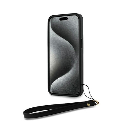 Courroie de poignet DKNY Stock Logo - Coque iPhone 15 Pro Max (noir)