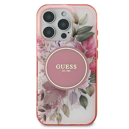 Guess IML Flower & Tonal Circle MagSafe Case - iPhone 16 Pro Max (rose)