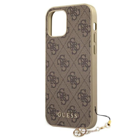 Guess 4G Charms Collection - Coque pour iPhone 12 / iPhone 12 Pro (marron)