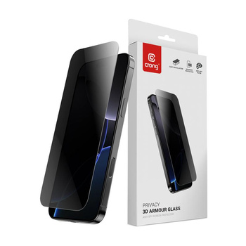 Crong Privacy 3D Armour Glass - Tvrzené sklo pro iPhone 16e / iPhone 14 / iPhone 13 / iPhone 13 Pro