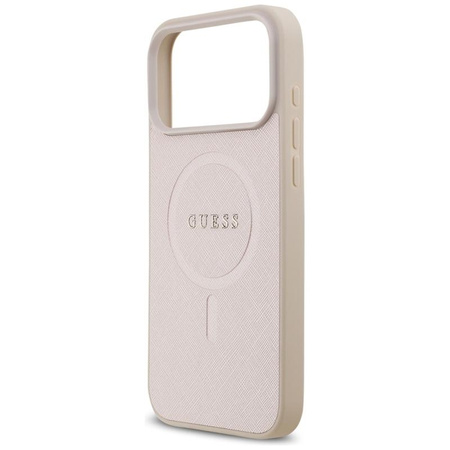 Guess Saffiano Classic Logo MagSafe - Hülle für iPhone 17 Pro Max (rosa)