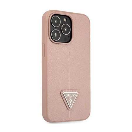 Guess Saffiano Triangle Logo Case - Coque iPhone 14 Pro Case (rose)