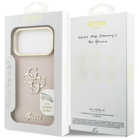 ETUI DO IPHONE 17 PRO MAX GUESS ORYGINALNE RÓŻOWE Z PODSTAWKĄ MODNE CASE