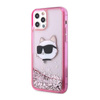 Karl Lagerfeld Liquid Glitter NFT Choupette Head - pouzdro pro iPhone 12 / iPhone 12 Pro (růžové)