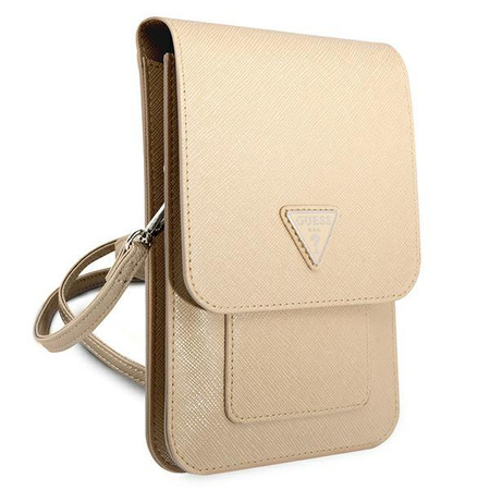 Guess Wallet Saffiano Triangle Logo Phone Bag - Smartphone- und Zubehörtasche (Beige)