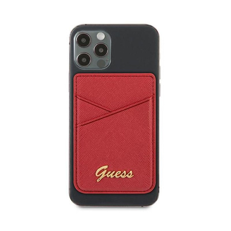 Guess Brieftasche Kartenschlitz MagSafe Saffiano - Magnetische Brieftasche (rot)