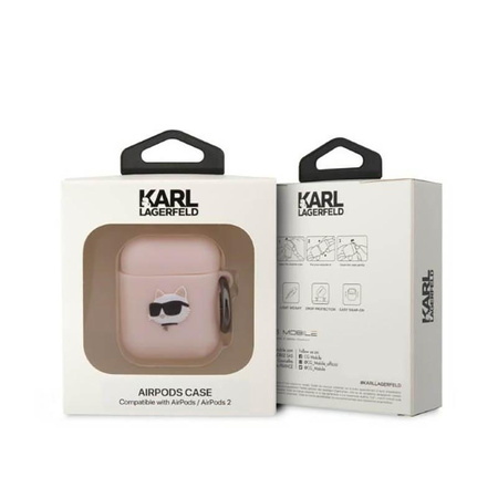 Karl Lagerfeld szilikon NFT Choupette Head 3D - AirPods 1/2 gen tok (rózsaszín)