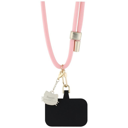 Hello Kitty Patch & Kitty Head Charm – Universelle Handyschlaufe / Lanyard (rosa)