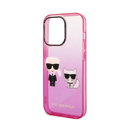 Karl Lagerfeld Gradient Ikonik Karl & Choupette - Coque iPhone 14 Pro (rose)