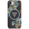 Guess IML Metall Glitter Blumen Dreieck MagSafe - Tasche für iPhone 16e (schwarz)