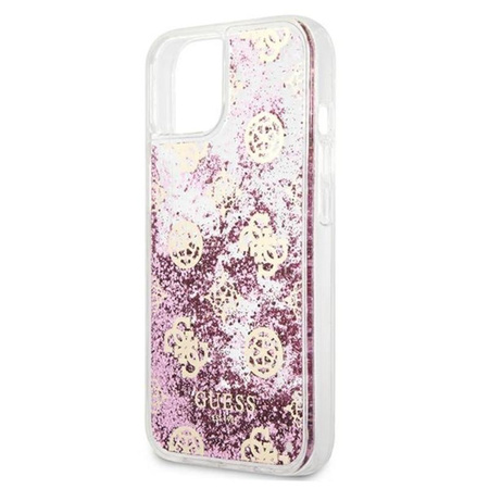 Guess Peony Liquid Glitter - pouzdro pro iPhone 13 mini (růžové)