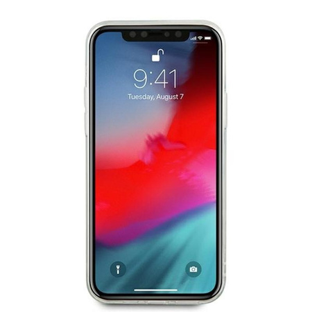 Guess Glitter Vintage Script - iPhone 12 / iPhone 12 Pro tok (ezüst)