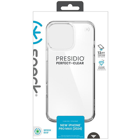 Speck Presidio Perfect-Clear - Étui pour iPhone 16 Pro Max (transparent)