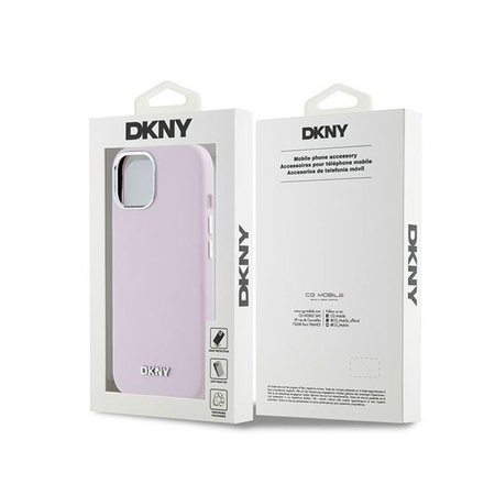 DKNY Liquid Silicone Small Metal Logo MagSafe - pouzdro pro iPhone 15 / 14 / 13 (růžové)