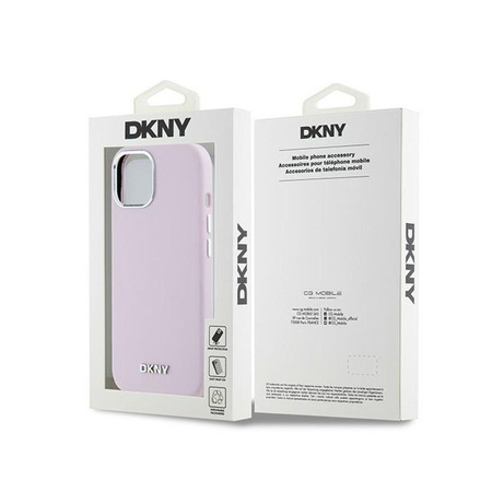 DKNY folyékony szilikon kis fém logós MagSafe - iPhone 15 Plus / 14 Plus tok (rózsaszín)