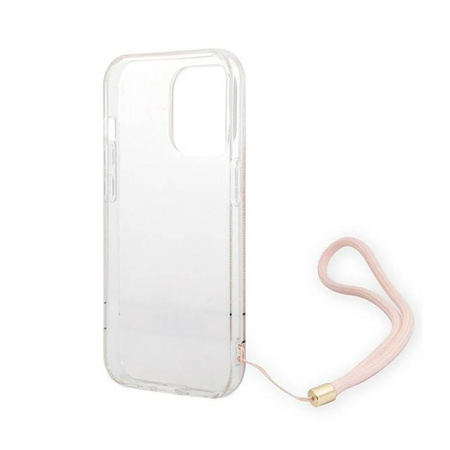Guess 4G Print Cord - Tasche mit Umhängeband iPhone 14 Pro Max (rosa)
