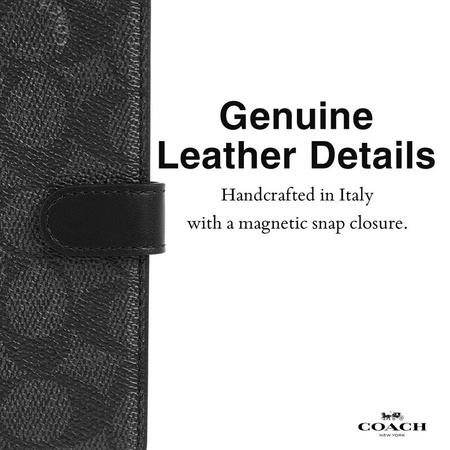 Coach Folio Signature C Case - pouzdro 2 v 1 s flipovým krytem pro iPhone 15 Pro (Charcoal)