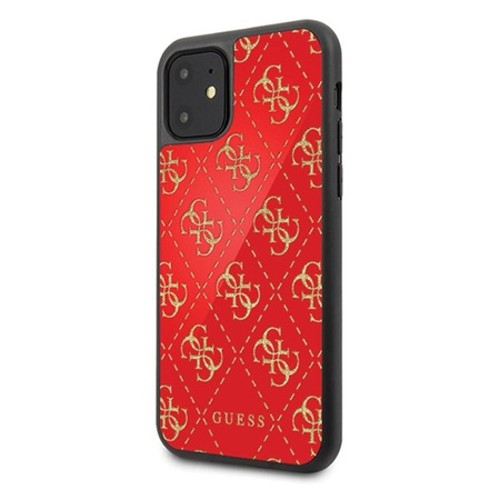 Guess 4G Dupla rétegű csillám tok - iPhone 11 tok (piros)