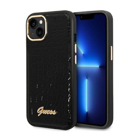 Guess Croco Collection - pouzdro pro iPhone 14 Plus (černé)