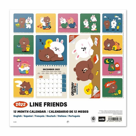 Line Friends - Wall calendar 2022 year 30 x 30 cm