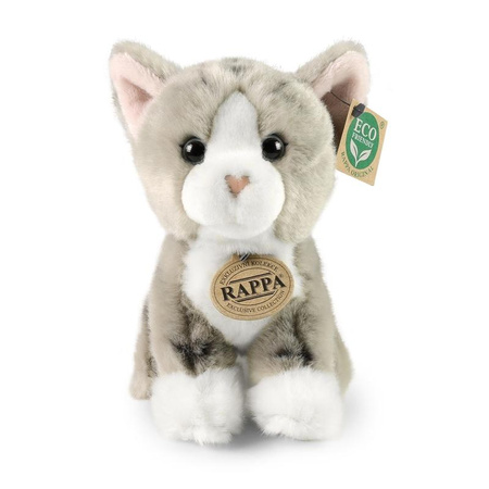 Rappa - Mascotte réaliste en peluche Chat gris assis 18 cm Respect de l'environnement