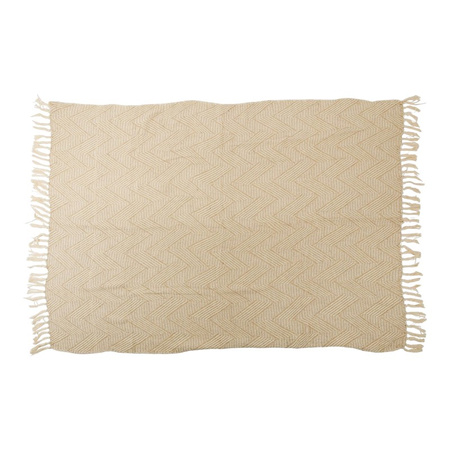 Arti Casa - Coperta in cotone a spina di pesce 130x170 cm (Beige / Bianco)