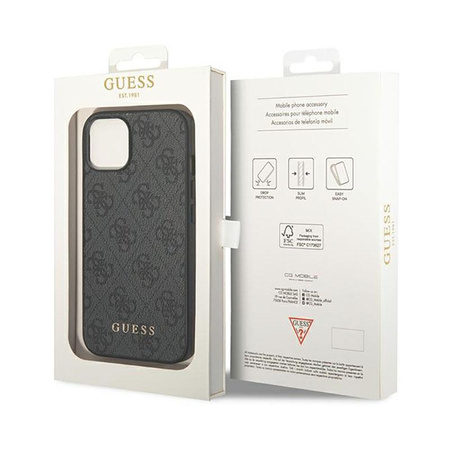 Guess 4G Metall Gold Logo - iPhone 14 Plus Tasche (grau)