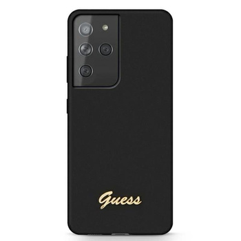Guess Silicone Script Metal Logo - Samsung Galaxy S21 Ultra Case (black)