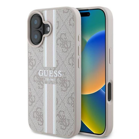 Guess 4G Gedruckte Streifen MagSafe - iPhone 16 Plus Tasche (rosa)