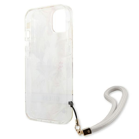 Guess Flower Cord - Etui ze smyczką iPhone 13 (Purple)