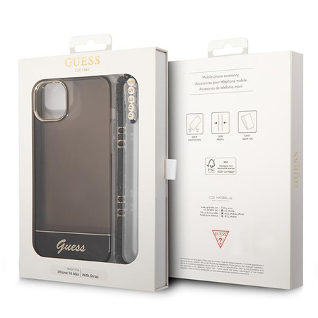Guess Translucent Pearl Strap - Case for iPhone 14 Plus (Black)