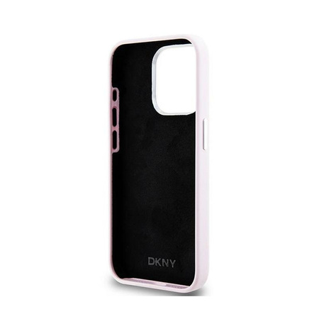 DKNY Liquid Silicone Small Metal Logo MagSafe - Etui iPhone 14 Pro (różowy)