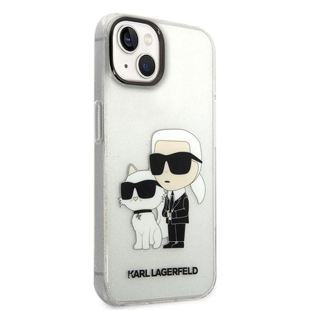 Karl Lagerfeld IML Glitter NFT Karl & Choupette - pouzdro pro iPhone 14 Plus (čiré)