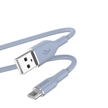 PURO ICON Soft Cable - USB-A és USB-C kábel 1,5 m (Powder Blue)