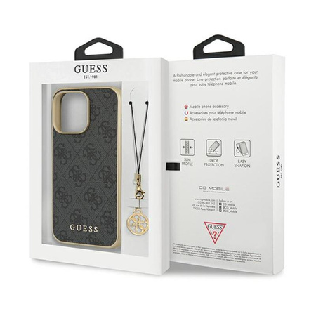 Guess 4G Charms Collection - Coque pour iPhone 14 Pro Max (gris)