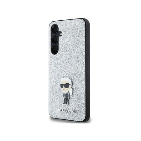 Karl Lagerfeld Fixed Glitter Choupette Logo Metal Pin - Samsung Galaxy A35 5G Case (stříbrná)